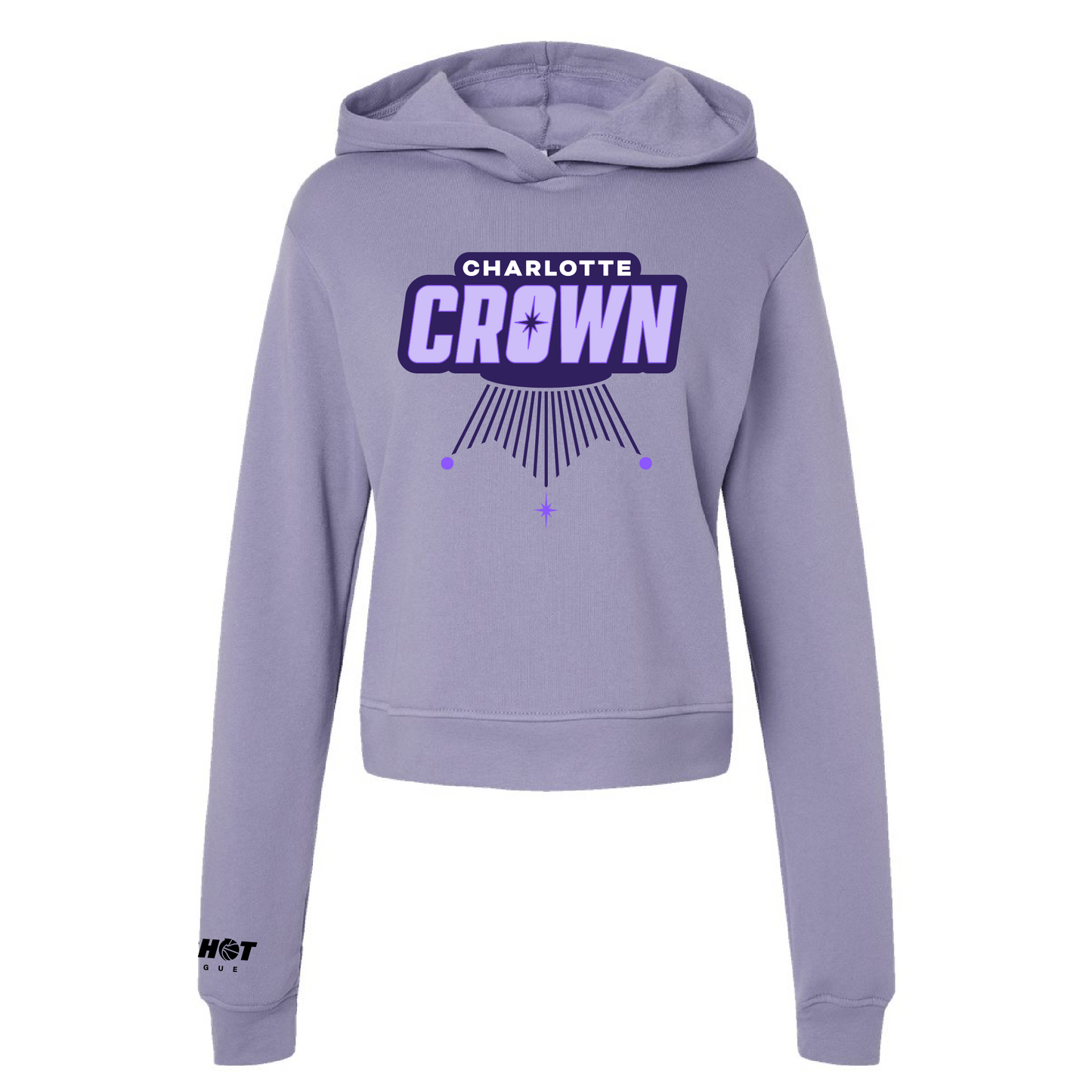 Charlotte Crown Women's Dark Lavendar Logo Fleece Hooded Sweatshirt