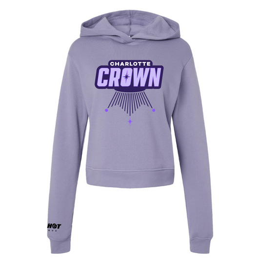 Charlotte Crown Women's Dark Lavendar Logo Fleece Hooded Sweatshirt