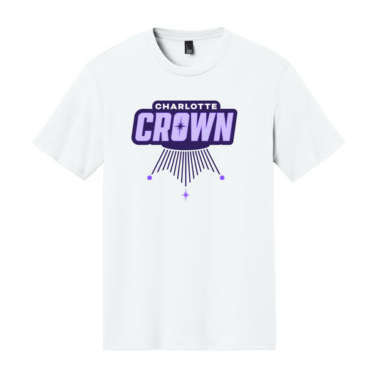 Charlotte Crown District White Triblend Logo Tee
